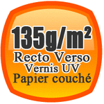 imprimer des flyers A4 recto verso sur du papier 135g/m² en couché brillant ou mat avec un vernis UV