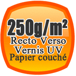 imprimer des flyers , faire des flyers, prospectus, A4 recto verso sur du papier 250g/m² en couché brillant ou mat avec vernis UV