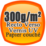 imprimer des flyers , faire des flyers, prospectus, A4 recto verso sur du papier 300g/m² en couché brillant ou mat avec vernis UV