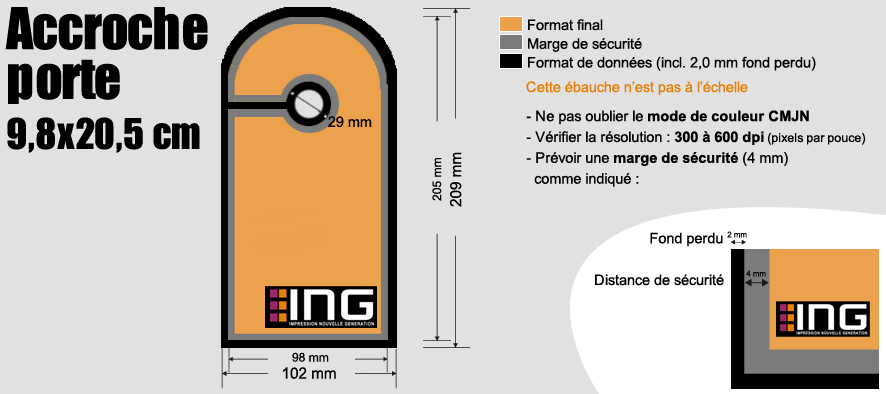 accroche porte impression recto et verso ( réf 2 )