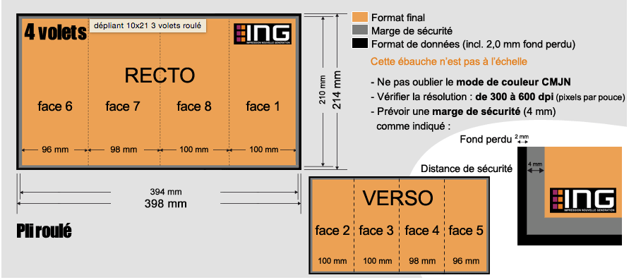 dépliant 10x21 3 volets roulé